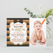 Invitation Fête d'anniversaire de premier Boho Tribal (Debout devant)