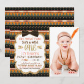 Invitation Fête d'anniversaire de premier Boho Tribal (Devant / Derrière)
