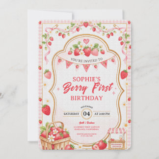 Invitation Fête d'anniversaire de première année à l'aquarell