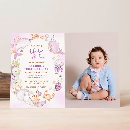 Invitation Fête d'anniversaire de première année fille rose s