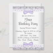 Invitation Fête d'anniversaire de première année Fille Violet (Dos)