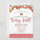Invitation Fête d'anniversaire de première année fraise, baie (Devant)