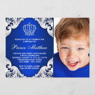 Invitation Fête d'anniversaire de prince de bleu royal
