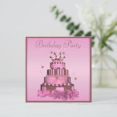 Invitation Fête d'anniversaire de Princess Cake (Debout devant)