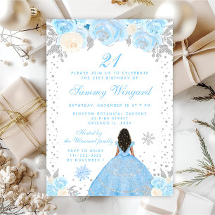 Invitation Fête d'anniversaire de princesse à la peau foncée 