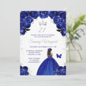 Invitation Fête d'anniversaire de princesse à peau foncée ble (Debout devant)