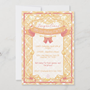 Invitation Fête d'anniversaire de princesse Art Nouveau Orang
