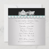 Invitation Fête d'anniversaire de princesse au bleu sarcelle  (Dos)