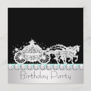 Invitation Fête d'anniversaire de princesse au bleu sarcelle