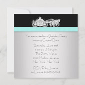 Invitation Fête d'anniversaire de princesse au bleu sarcelle (Dos)