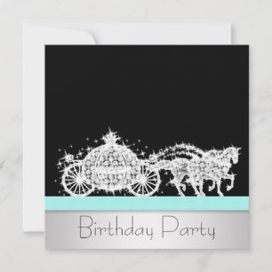 Invitation Fête d'anniversaire de princesse au bleu sarcelle