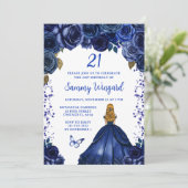 Invitation Fête d'anniversaire de princesse aux cheveux blond (Debout devant)