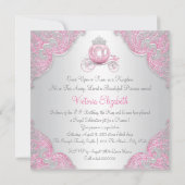 Invitation Fête d'anniversaire de princesse Cendrillon rose é (Dos)