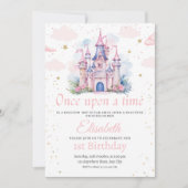 Invitation Fête d'anniversaire de princesse conte de fée chât (Devant)