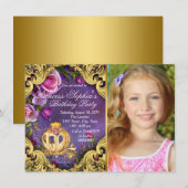 Invitation Fête d'anniversaire de princesse de conte de fées (Devant / Derrière)