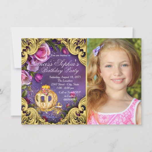 Invitation Fête d'anniversaire de princesse de conte de fées (Devant)