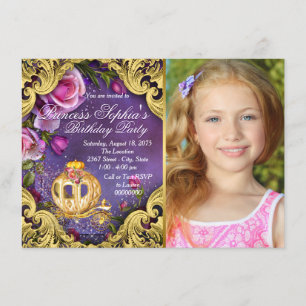 Invitation Fête d'anniversaire de princesse de conte de fées