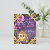 Invitation Fête d'anniversaire de princesse de conte de fées (Debout devant)