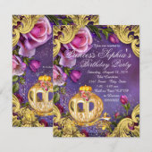 Invitation Fête d'anniversaire de princesse de conte de fées (Devant / Derrière)