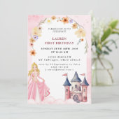 Invitation Fête d'anniversaire de princesse de conte de fées (Debout devant)