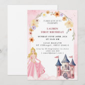 Invitation Fête d'anniversaire de princesse de conte de fées (Devant / Derrière)