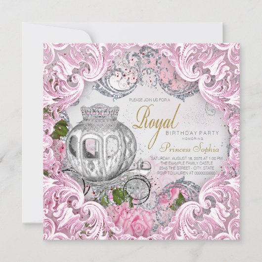 Invitation Fête d'anniversaire de princesse de conte de fées (Devant)