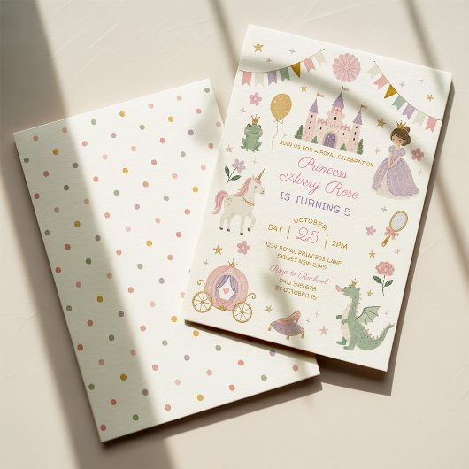 Invitation Fête d'anniversaire de princesse de conte de fées