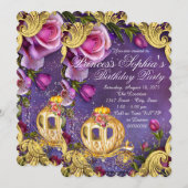 Invitation Fête d'anniversaire de princesse de conte de fées (Devant / Derrière)