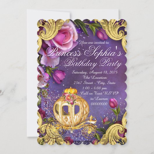 Invitation Fête d'anniversaire de princesse de conte de fées (Devant)