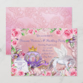 Invitation Fête d'anniversaire de princesse de conte de fées (Devant / Derrière)
