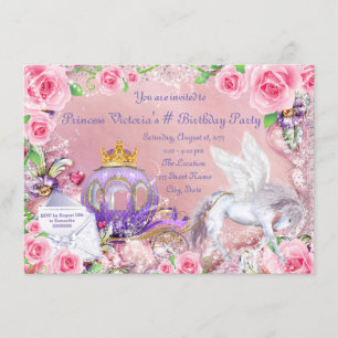 Invitation Fête d'anniversaire de princesse de conte de fées