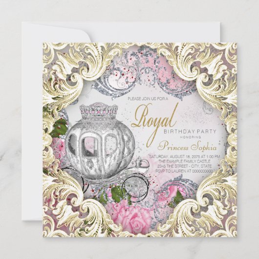 Invitation Fête d'anniversaire de princesse de conte de fées (Devant)
