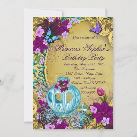 Invitation Fête d'anniversaire de princesse de conte de fées (Devant)