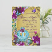 Invitation Fête d'anniversaire de princesse de conte de fées (Debout devant)
