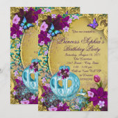 Invitation Fête d'anniversaire de princesse de conte de fées (Devant / Derrière)