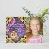 Invitation Fête d'anniversaire de princesse de conte de fées (Debout devant)