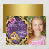 Invitation Fête d'anniversaire de princesse de conte de fées (Devant / Derrière)