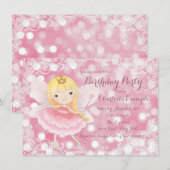Invitation Fête d'anniversaire de princesse fée (Devant / Derrière)