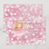 Invitation Fête d'anniversaire de princesse fée pour filles (Devant / Derrière)