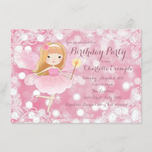 Invitation Fête d'anniversaire de princesse fée pour filles