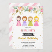 Invitation fête d'anniversaire de princesse floral (Devant / Derrière)