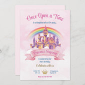 Invitation Fête d'anniversaire de princesse illustrative colo (Devant / Derrière)