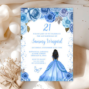 Invitation Fête d'anniversaire de princesse peau noire Baby B