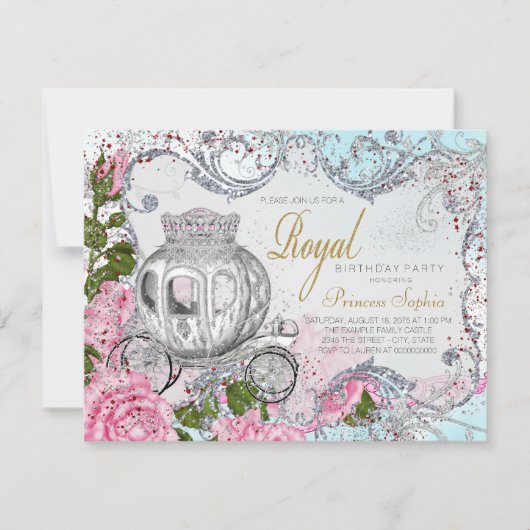 Invitation Fête d'anniversaire de princesse royale chic (Devant)