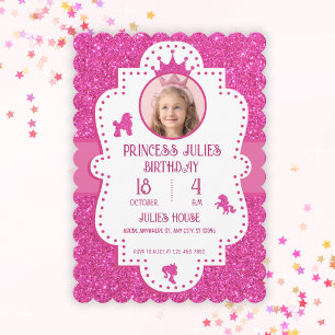 Invitation Fête d'anniversaire de princesse scintillante de p