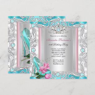 Invitation Fête d'anniversaire de princesse Talons hauts Rose