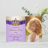 Invitation Fête d'anniversaire de princesse Violet et Or (Debout devant)