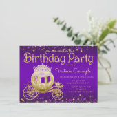 Invitation Fête d'anniversaire de princesse Violet et Or (Debout devant)