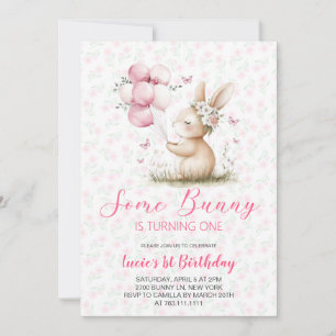Invitation Fête d'anniversaire de printemps de Some Bunny