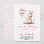 Invitation Fête d'anniversaire de printemps de Some Bunny (Devant / Derrière)